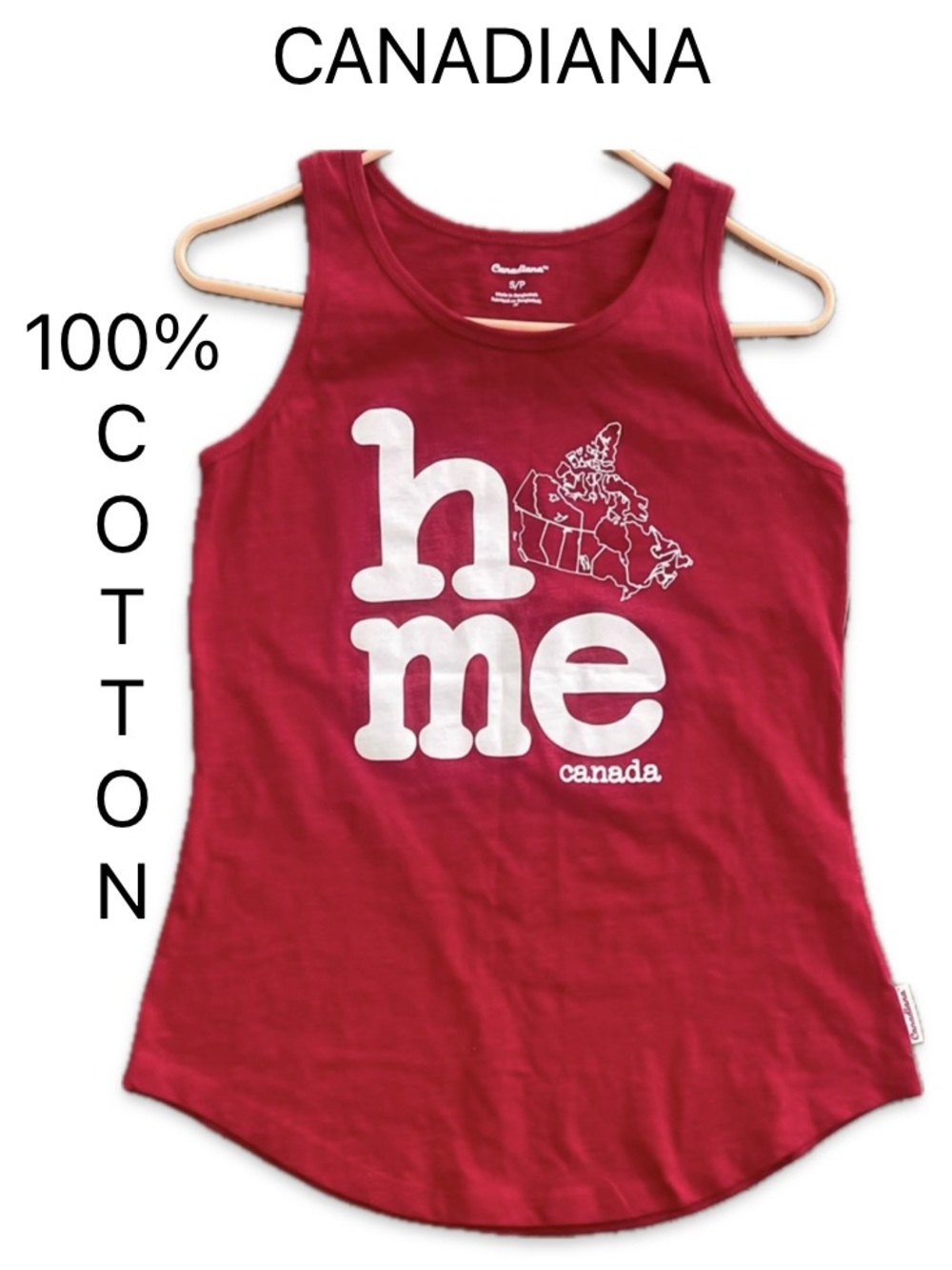Canada Day Home Red Cotton Graphic Tank Top Unisex Small NWOT